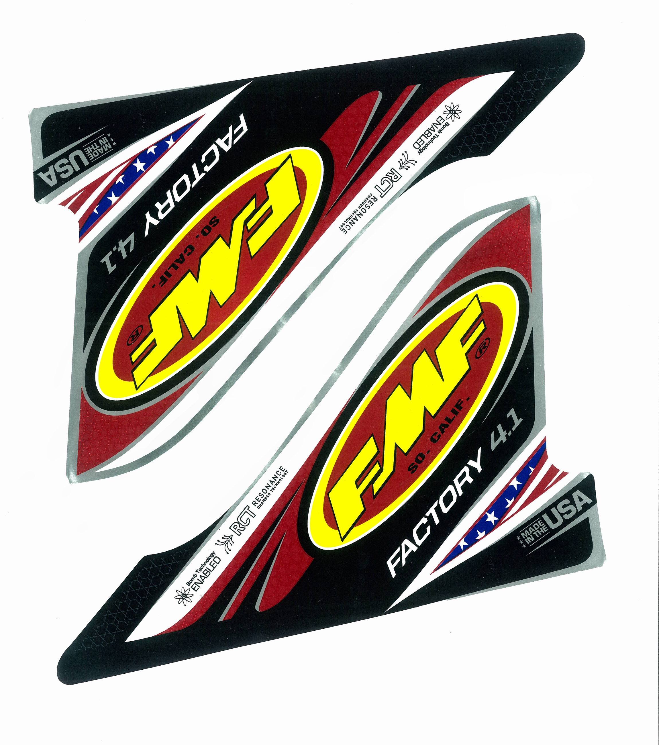 IPN-FMF FACTORY 4.1 U.S.A. 2-PART WRAP LOGO DECAL REPLACEMENT (DO NOT MAKE KIT)